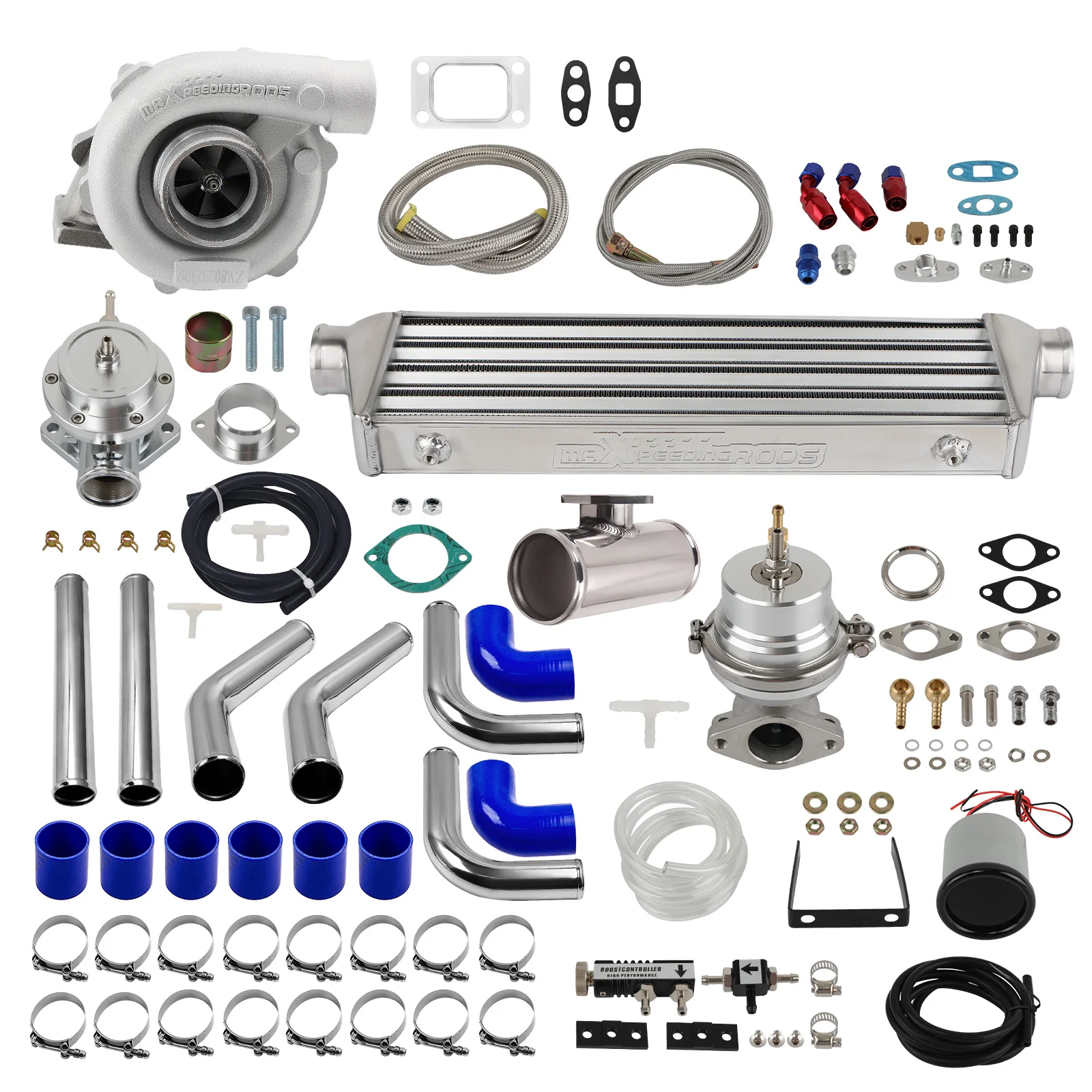 Universal T04E T3 T4 Turbo Kit 350HP Wastegate +Intercooler + Piping + BOV