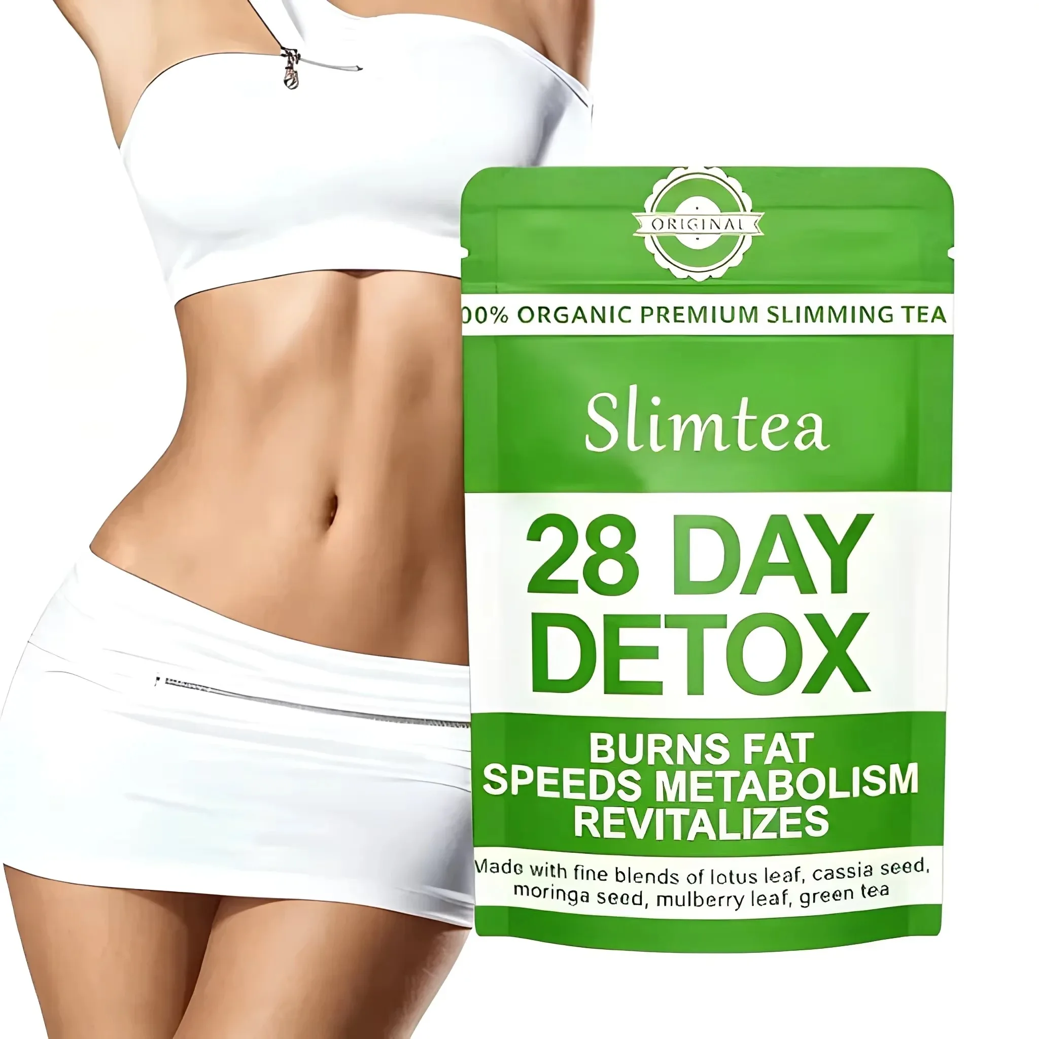 100% Organic Premium 28-Day Detox Tea – Burns Fat, Speeds Metabolism & Revitalizes | Made with Lotus Leaf, Cassia Seed