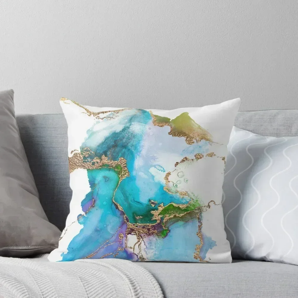 

Abstract Faux Marble Mermaid Gemstone With Gold Glitter Throw Pillow Embroidered Cushion Cover Anime pillow