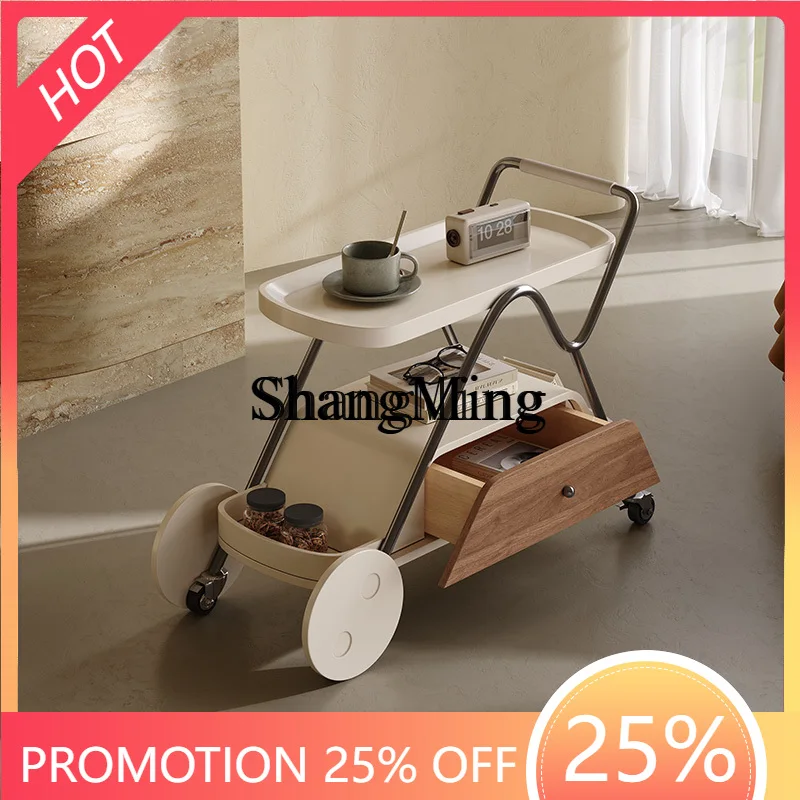 

FGgood-looking solid wood trolley side restaurant creative mobile storage rack