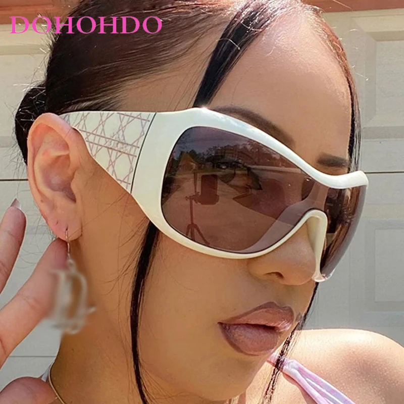

Trendy Fashion Oversized Oval Sunglasses Women Fashion Y2K Punk Men Outdoor Sports Cycling Sun Glasses Windproof Goggles UV400