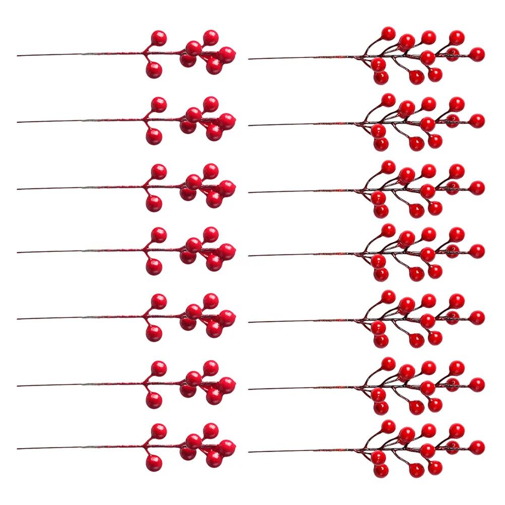 

20pcs Simulation Red Berry Branch Artificial Berries Christmas Decoration Fake Flower Branch Diy Ornament Gift Xmas Berries