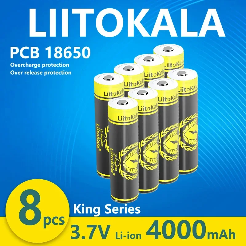 8 шт. LiitoKala 18650 4000 мАч аккумуляторная батарея высокой емкости 3,7 В литий-ионный для фонарика налобный фонарь с печатной платой