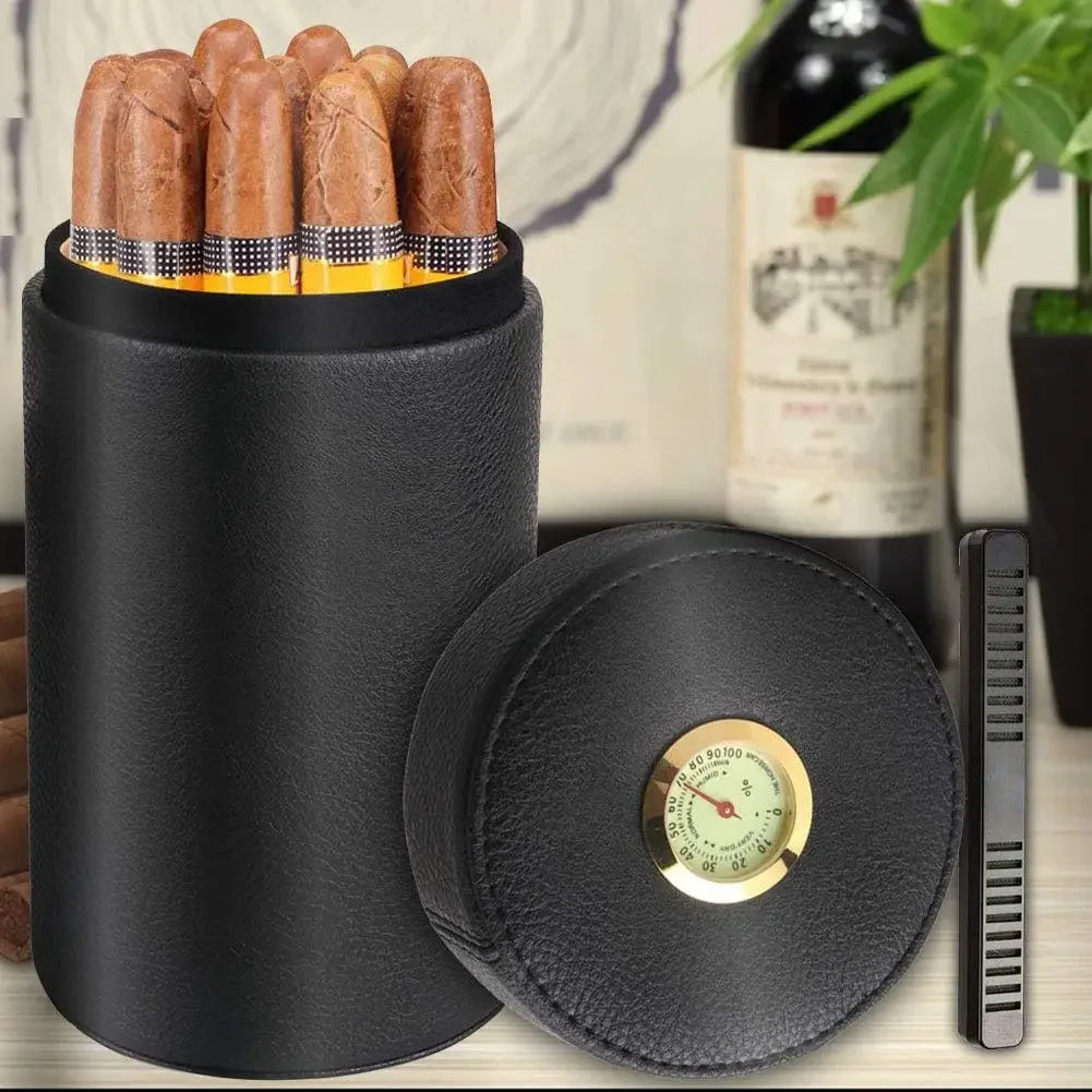 Scotte Cigar Case for Men Cedar Wood Cigar Canister Portable Cigar Humidor Box Elegant Holds 12-16 Cigars