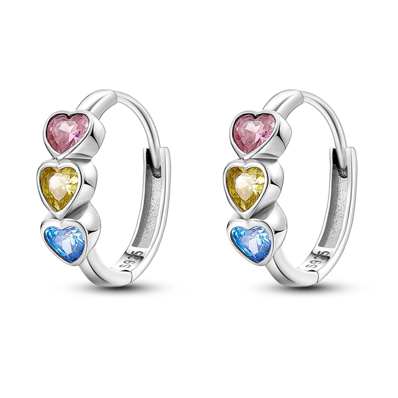 Women's 925 Sterling Silver Star Moon Heart Shape Earrings