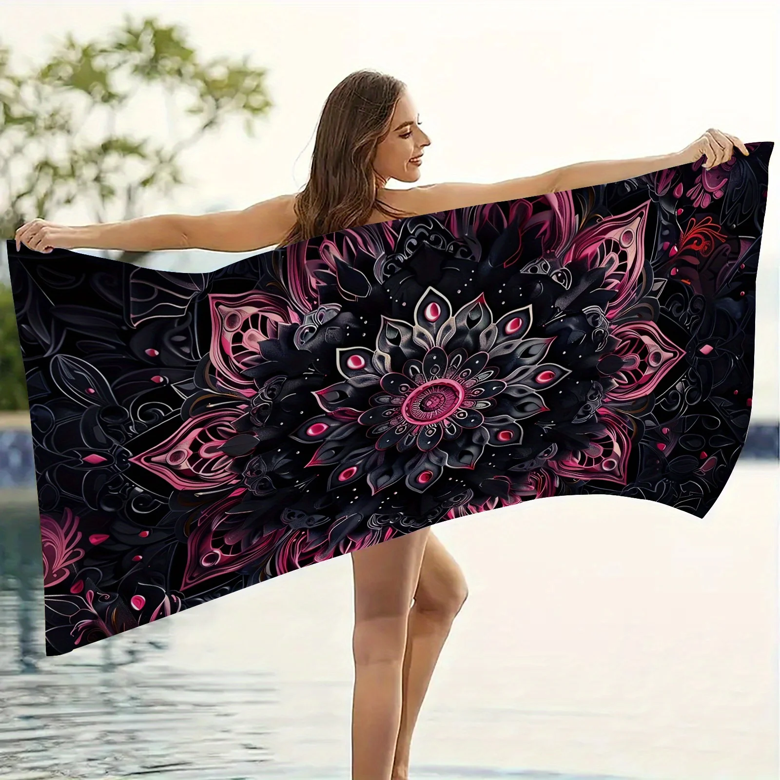 Black Pink Mysterious Printed Flannel Blanket, Suitable for Sofas, Beds, Cars, Rooms, Offices, Camping, Exquisite Gift Blankets