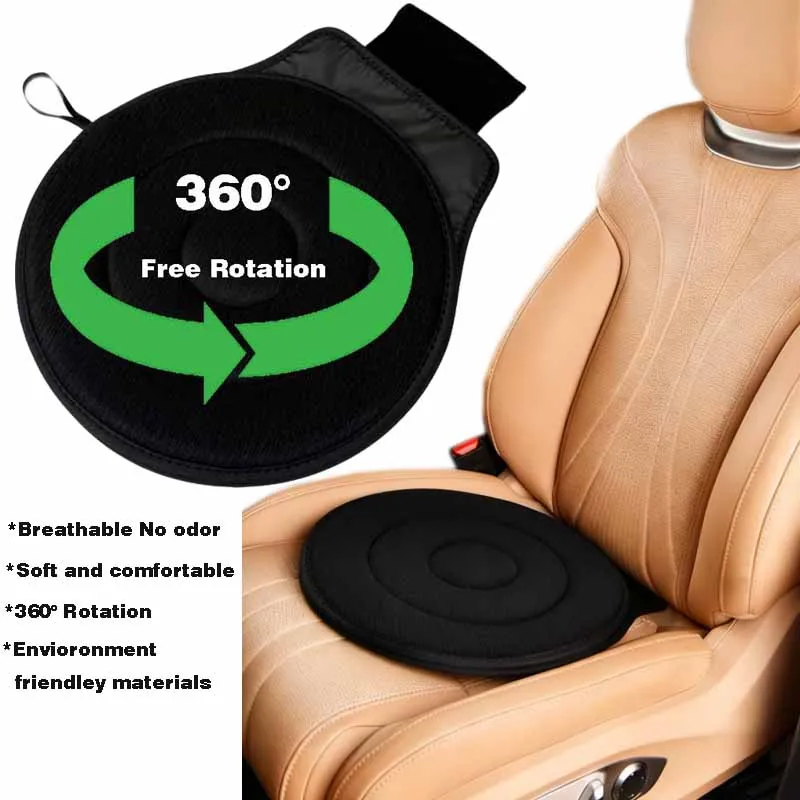 Schwarz 360° °   Rotierendes Autositzkissen Universal Autositzpolster Anti-Rutsch-Frauen Ältere Menschen Schwangere Auto Bewegliches Sitzkissen