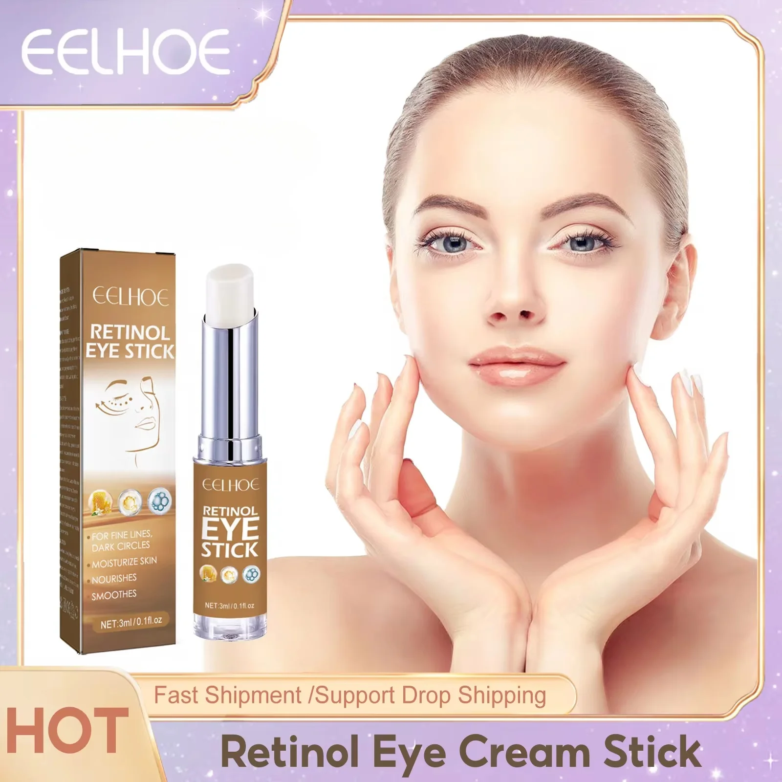 

Retinol Eye Cream Stick Fade Dark Circles Effective Anti Age Improve Eye Bags Puffiness Hydrating Smooth Wrinkle Eye Beauty Care