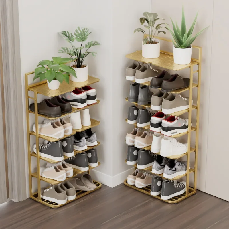 

Simple Shoe Rack Metal Shelving Home Vertical Storage Entrance Furniture Iron Storage Shelf Plant Stand Narrow Shoe Cabinets