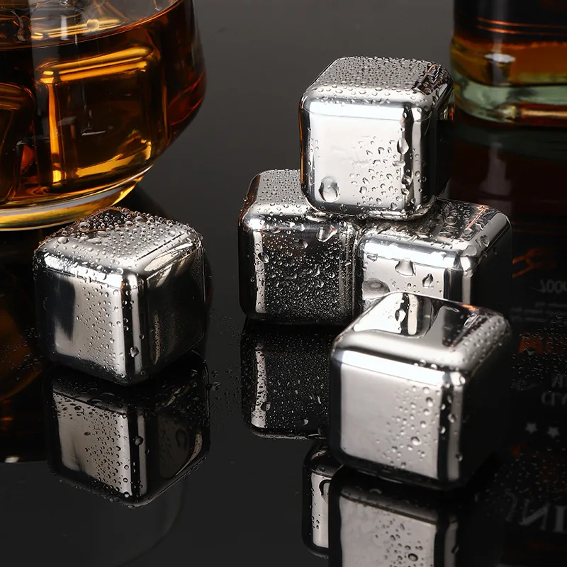 Stainless Steel ice Cube Domestic Metal Tartar Quick-frozen Ice cube Whisky ice Hockey Set bar beer iron cube 304 Mold