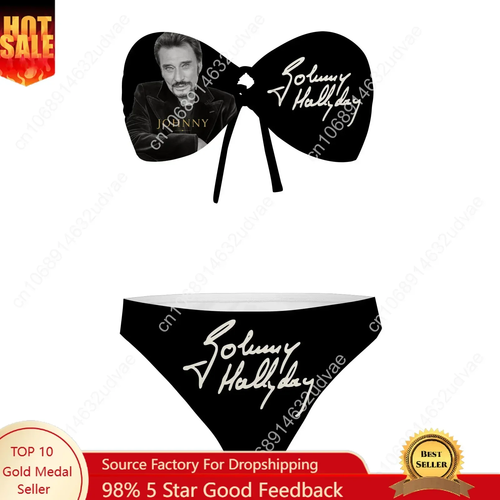

Johnny Hallyday Strapless Swimsuit Womens Bathing Suits Personalized Fashion Swimwear Pool Party Sexy Bikini Customize Beachwear