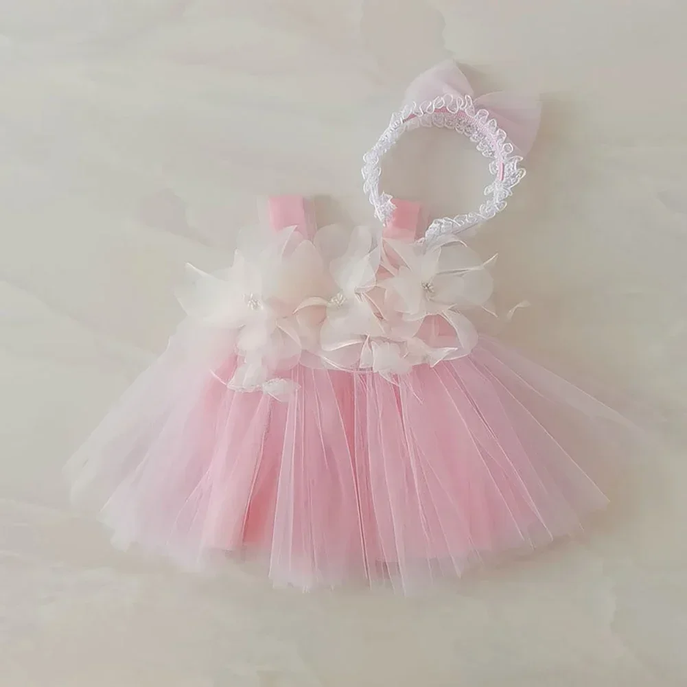 Infant Suit Headband Set Clothing Baby Girl Summer Dress Cute Princess Newborn Outfit Costume Photography Props Accessories