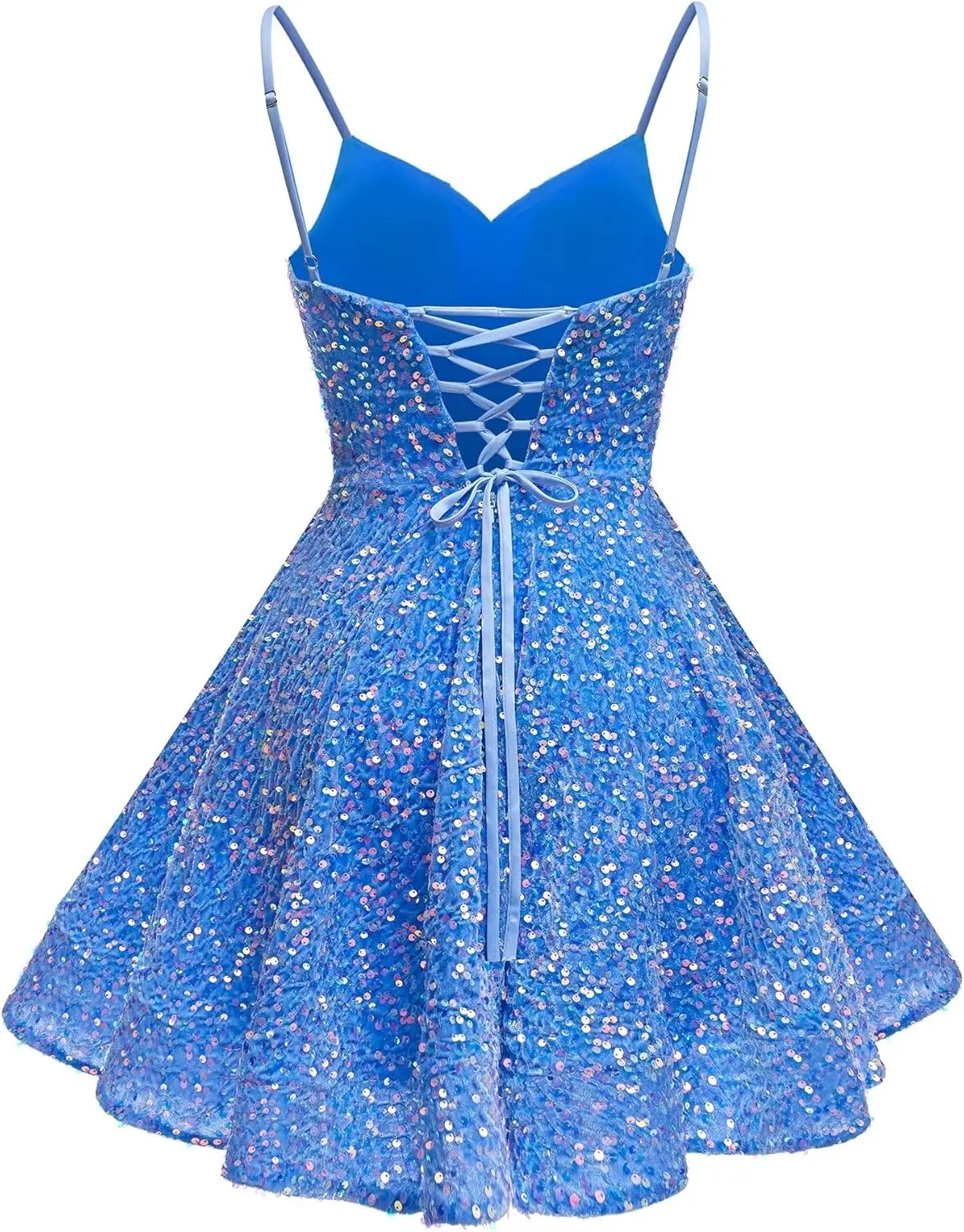 Spaghetti Straps Sequin Homecoming Dress Short Prom Gown with Pockets Evening Party Gowns cocktail dress  party mini dresses image 5