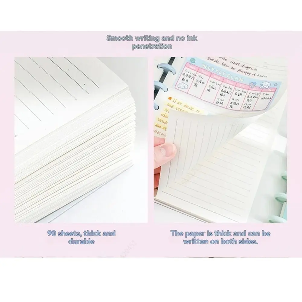 

Creative A5 Loose-Leaf Book Cartoon Detachable Detachable Notepad Mushroom Button Horizontal Lines DIY Binder Journals School