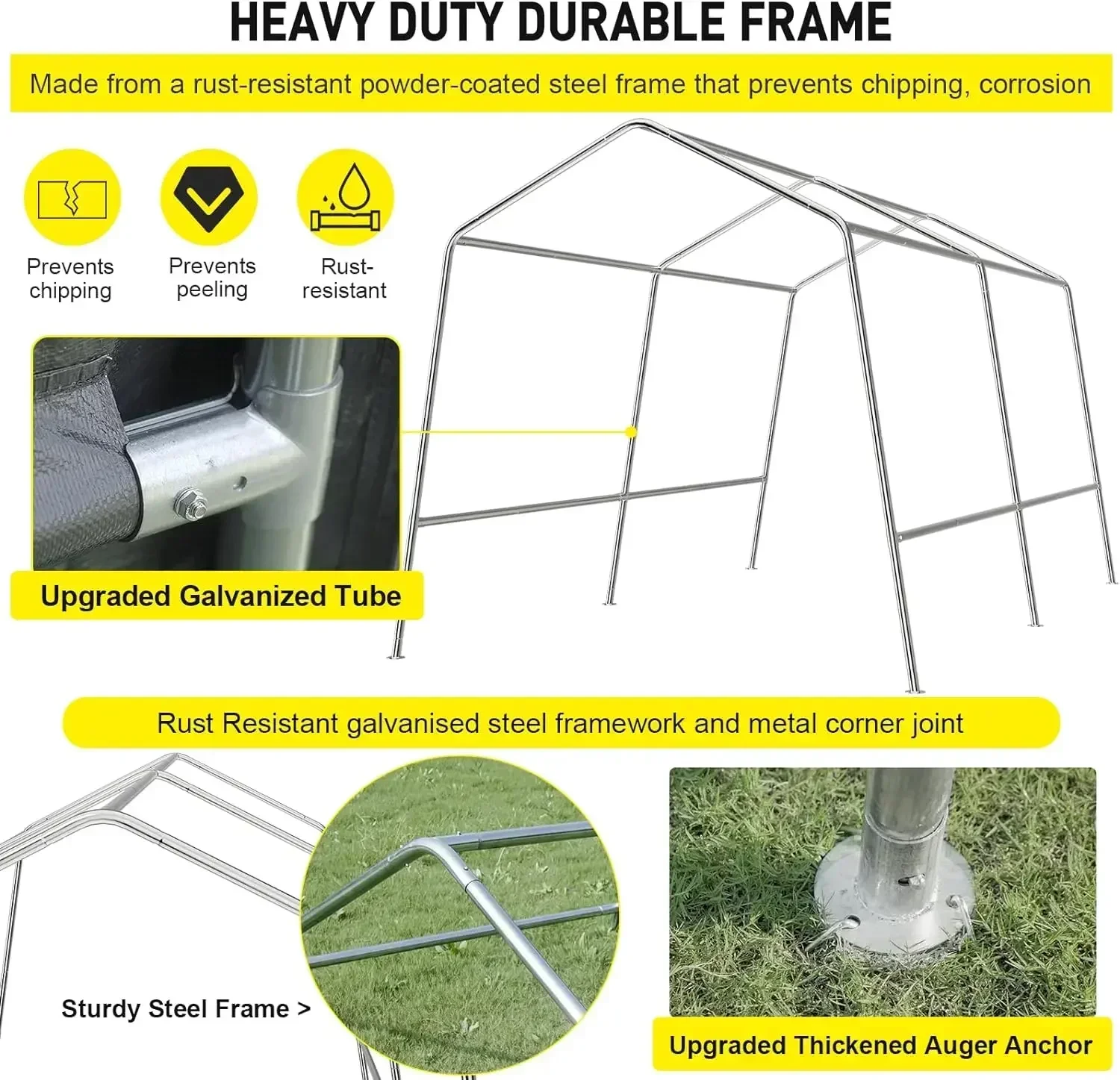 8x14 Ft Portable Shed Outdoor Storage Shelter,10 Year UV Resistant Carport,Heavy Duty Outdoor Storage Shed