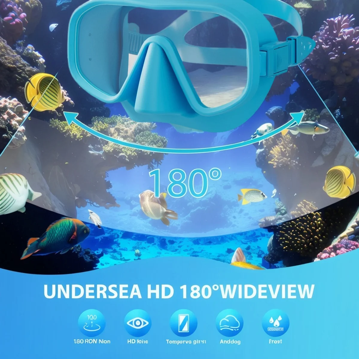 Máscara de buceo profesional vidrio templado ajuste adulto - imagen 4