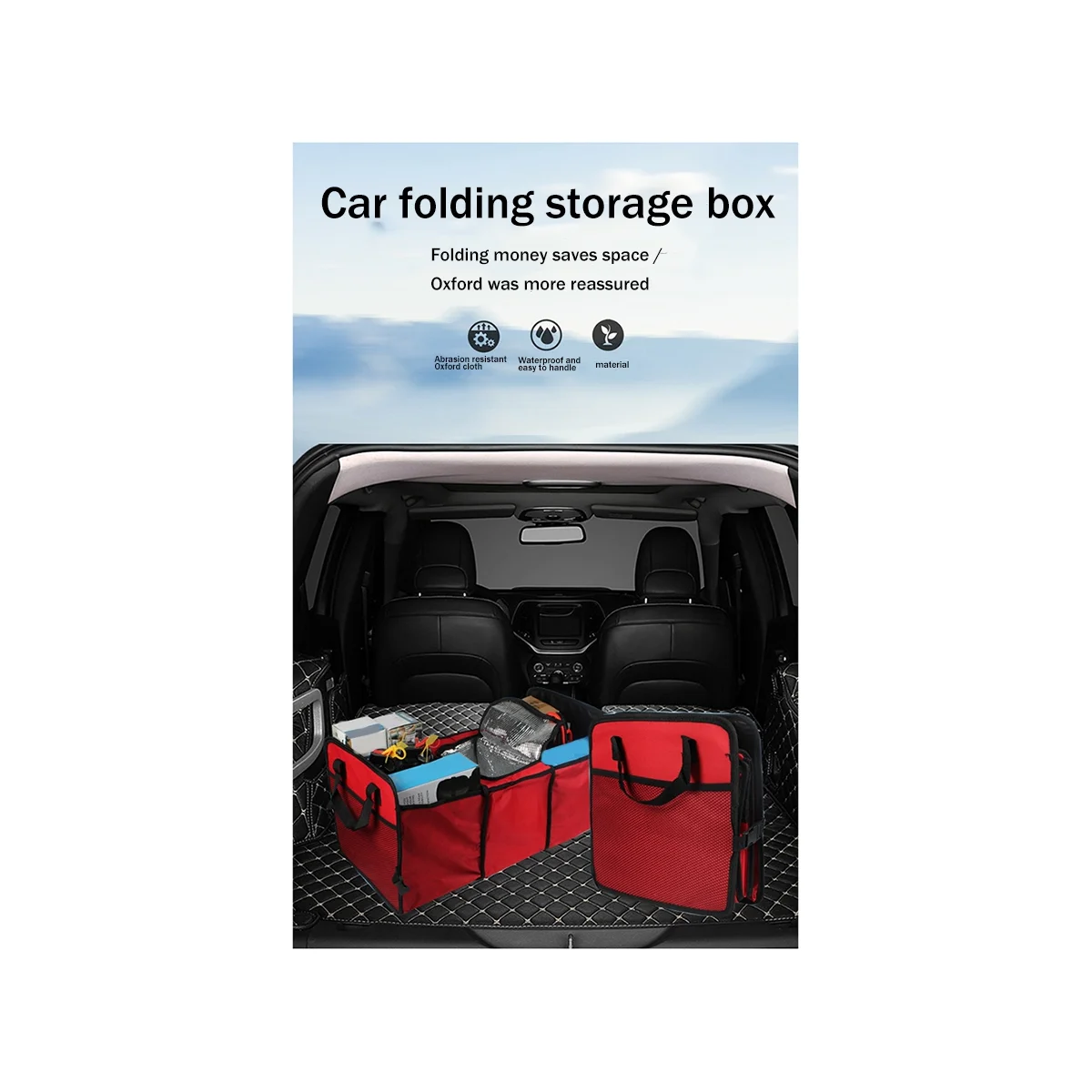 Car Trunk Storage Multifunction Collapsible Folding Mesh Insulation Storage Box Storage Stowing Tidying Box Blue