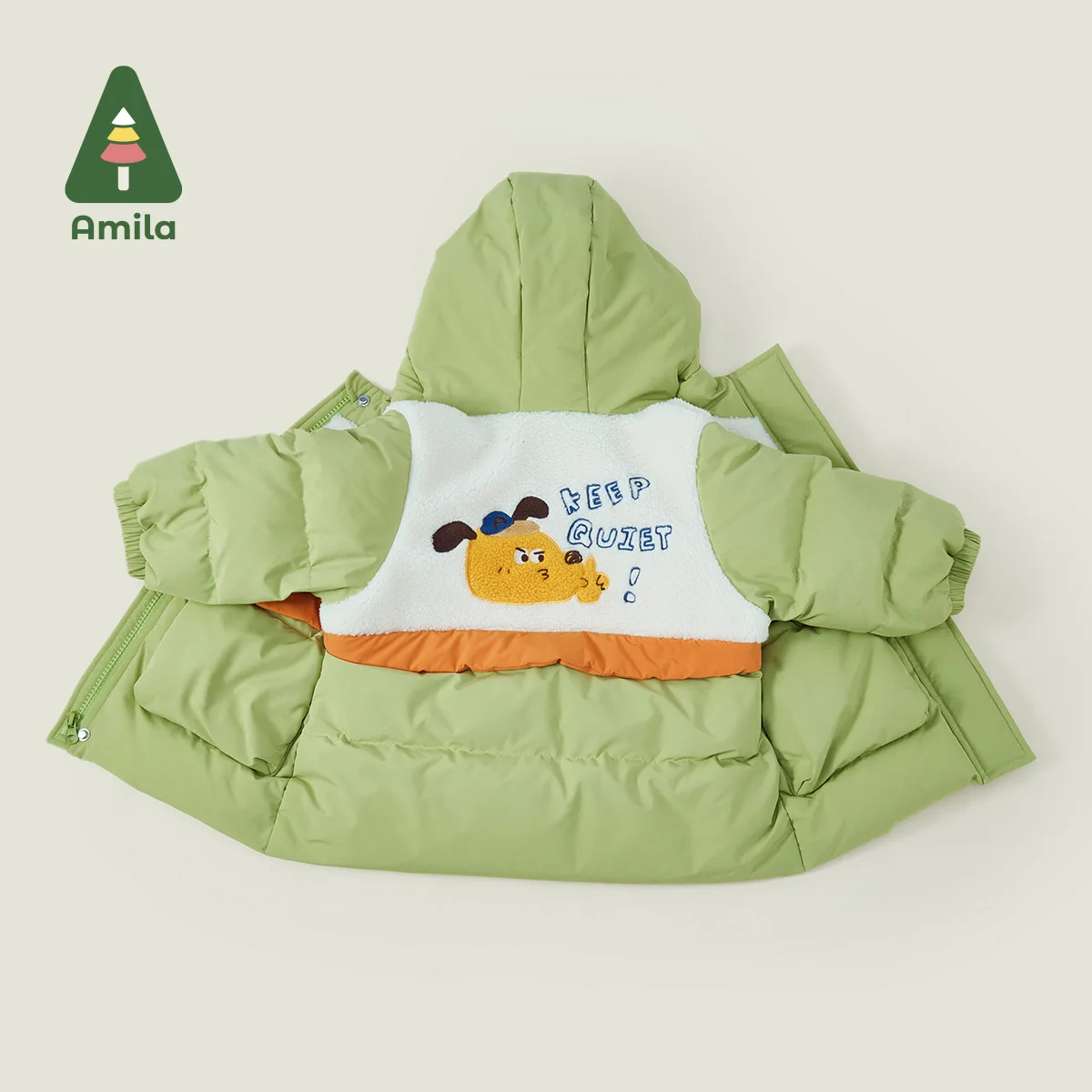 Amila Baby Boy Cotton-padded Clothes 2024 Winter New Hooded Fleecing Soft Fashion Warm   Baby Clothing