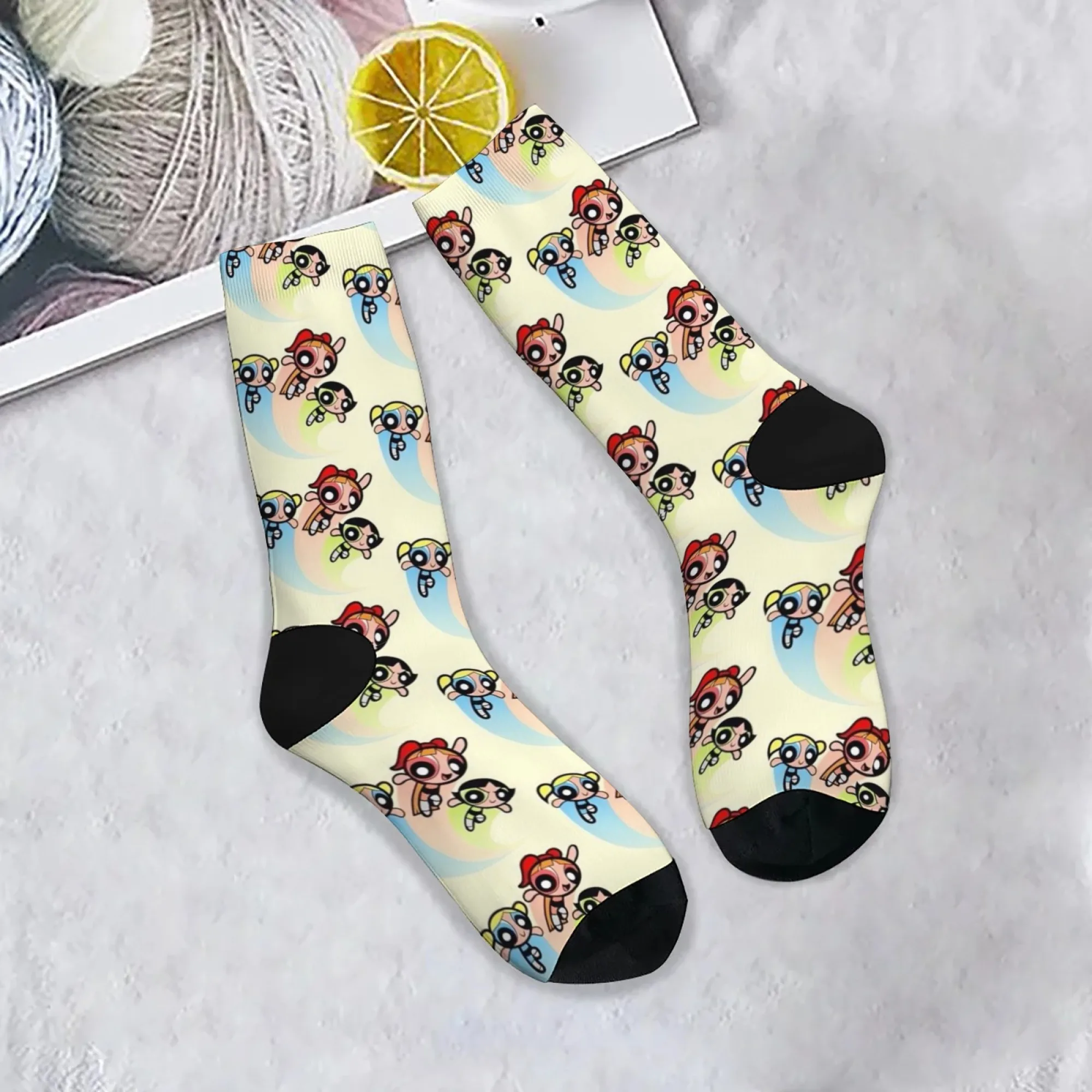 

Powerpuff Girls Printed Socks Comfortable Breathable Non-slip Socks Unisex Novelty Harajuku Street Hip-Hop Party Holiday Gift