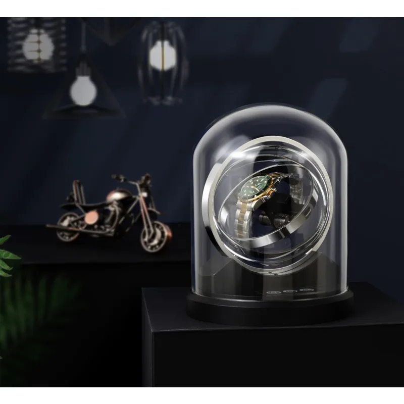 Jewelry Automatic Wooden Watch Winder Box Accessories Display Glass Cover Mechanical Rotating Watch Winder