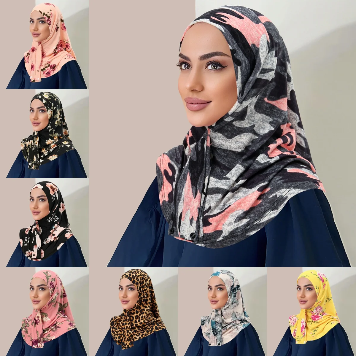 

Fashion Print Instant Hijabs for Woman Jersey Hijab Inner Cap Turban Head Scarves Islamic Muslim Woman Hat Bonnet Hijab Ramadan