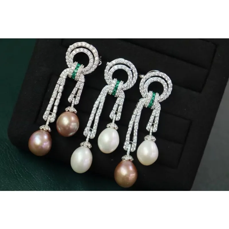 

Ruihe New Retro Bowknot 19x70mm 925 Silver Natural Freshwater Pearls with Zirconia Brooch for Women Daily Jewelry Gifts