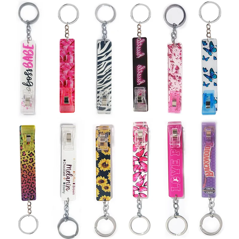 

Cross-border Hot-selling Contactless Card Picker Clip Acrylic Keychain Ring Pendant ATM Card Puller Keychain