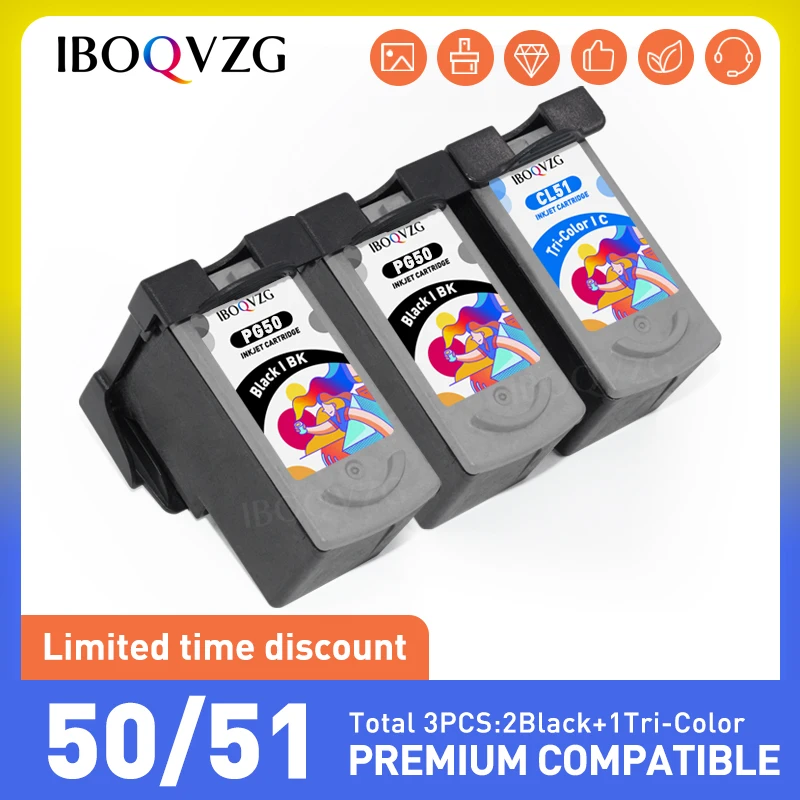 IBOQVZG PG-50 PG50 CL-51 CL51 Remanufactured Ink Cartridges For Canon PG 50 CL 51 Pixma iP6220D MP150 MP160 MP170 MP180 MP450