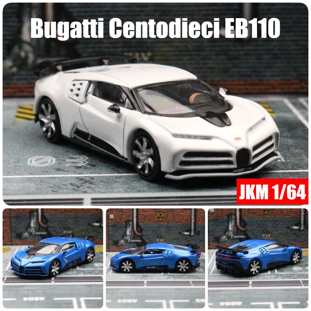 1:64 Bugatti Centodieci EB110 Miniature Toy Car 1/64 JKM Racing Vehicle Model Free Wheels Diecast Alloy Metal Collection Gift