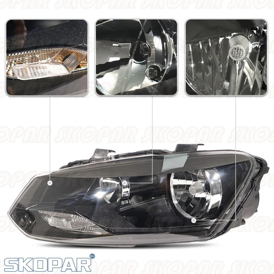 ل VW Polo 2012 2013 2014 2015 اكسسوارات السيارات المصد الأمامي 8 دبوس كشافات المصباح بدوره إشارة #5