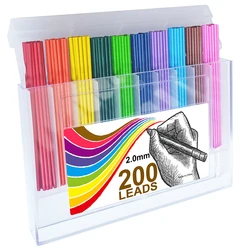 200pcs/box Colored Lead Pencils 2.0 mm Mechanical Pencil Lead 10 Unique colored pencils lead Art Supplies for Drawing Sketching