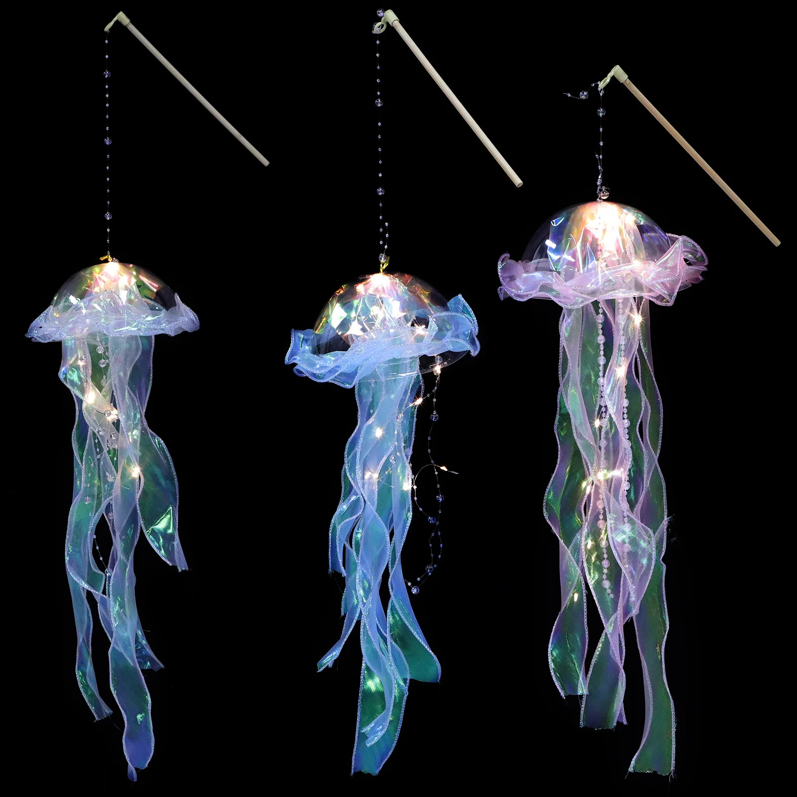 Luce notturna decorativa portatile con lanterna medusa da 3 pezzi per la decorazione della festa della lampada a lanterna sospesa della camera da letto