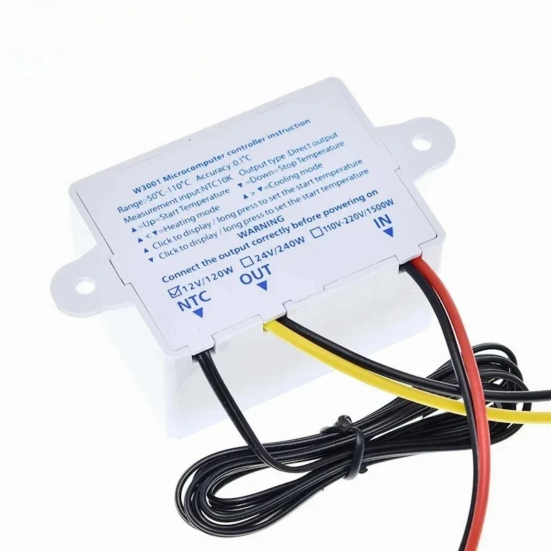 5pcs 10A 12V 24V 220VAC Digital LED Temperature Controller XH-W3001 For Incubator Cooling Heating Switch Thermostat NTC Sensor