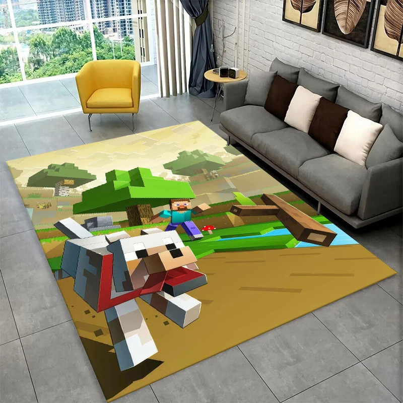 Cartoon S-Sandbox Pixel Bulding Game Rutschfester Teppich für Wohnzimmer, Schlafzimmer, Spielzimmer, Teppich, Bodenmatte, Heimdekoration, Teppich für Kinderzimmer