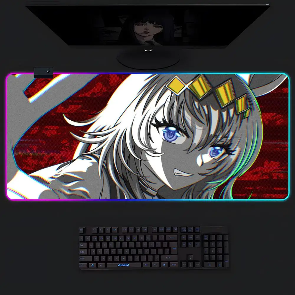 New Japanese Anime Umamusume Oguri Cap Mouse Pad Gamer Luminescence Led Mouse Pad Gaming Table Rgb Deskmat Keyboard Pc Mousepad