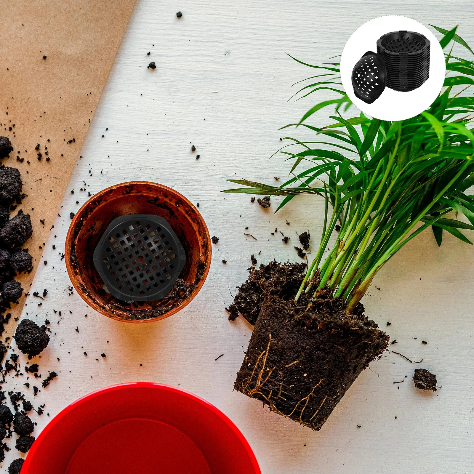 

20pcs Flower Pot Drainage Pads 5.6Cm Round Mesh For Water Collection Air Circulation Bonsai Planters Garden Outdoor Indoor Use