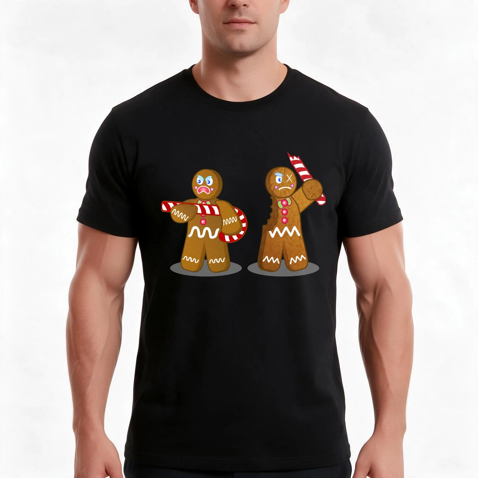 Gingerbread Men T-Shirt, Summer Casual Cotton Tee, Oversized Streetwear Tops, Vintage Graphic Print, Loose Fit Short Sleeve