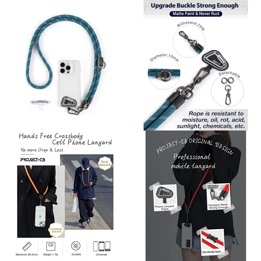

Cell Phone Lanyard ×1, Tether Tab ×2, Universal Adjustable Phone Strap, Crossbody, Neck Phone Lanyard, Rope Strap