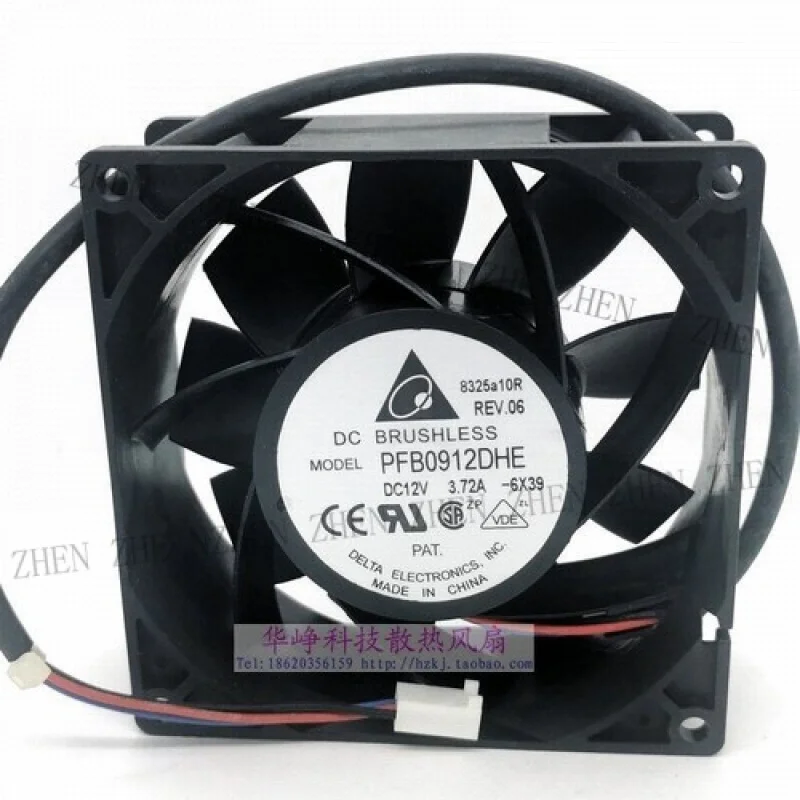 Y 1 Pc. Fan PFB0912DHE DC12V 3.72A 9038 9cm 3 pin booster fan cooling fan