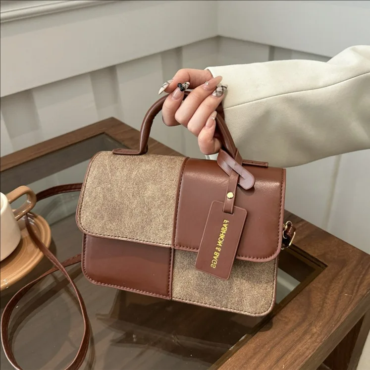 High Quality Hot Selling Wholesale Hand-held Fashionable Commuting Square Bag Color Blocked Single Shoulder Crossbody Bag Women