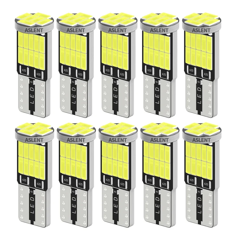 10szt W5W Led T10 168 194 Lampka sygnalizacyjna Canbus 4014 26SMD Do wnętrza samochodu Mapa Światła kopułkowe Światła postojowe białe 6000K