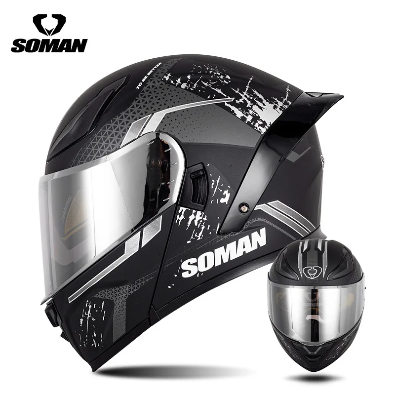 

Стандартный мотоциклетный шлем SOMAN F2 с различными цветными линзами для мужских и женских четырехсезонных велосипедных шлемов