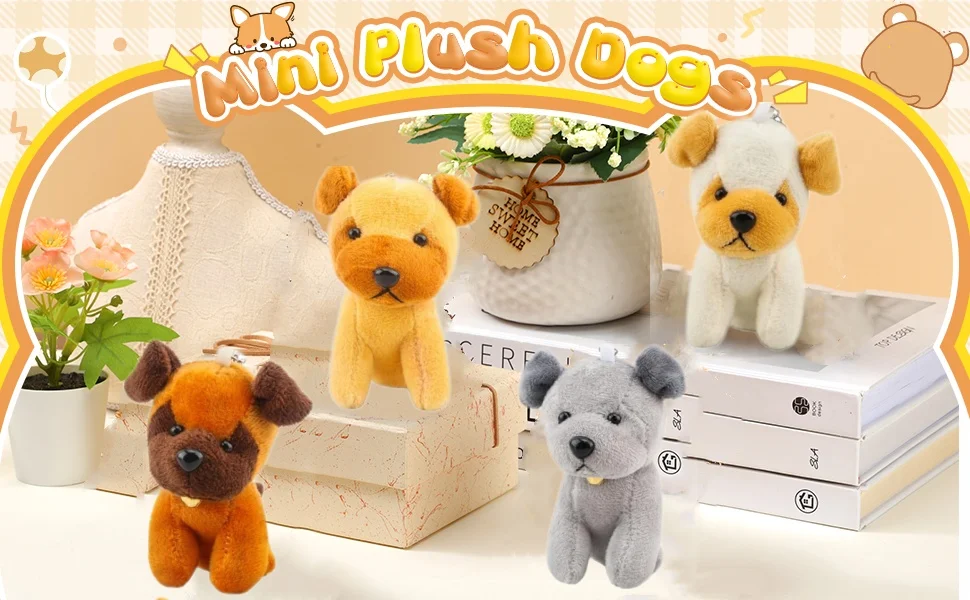 12/24PCS Mini Plush Dogs Bulk 12cm Puppy Stuffed Animals Soft Cute Small Dogs for Goodie Bags Baby Shower Birthday Party Favors