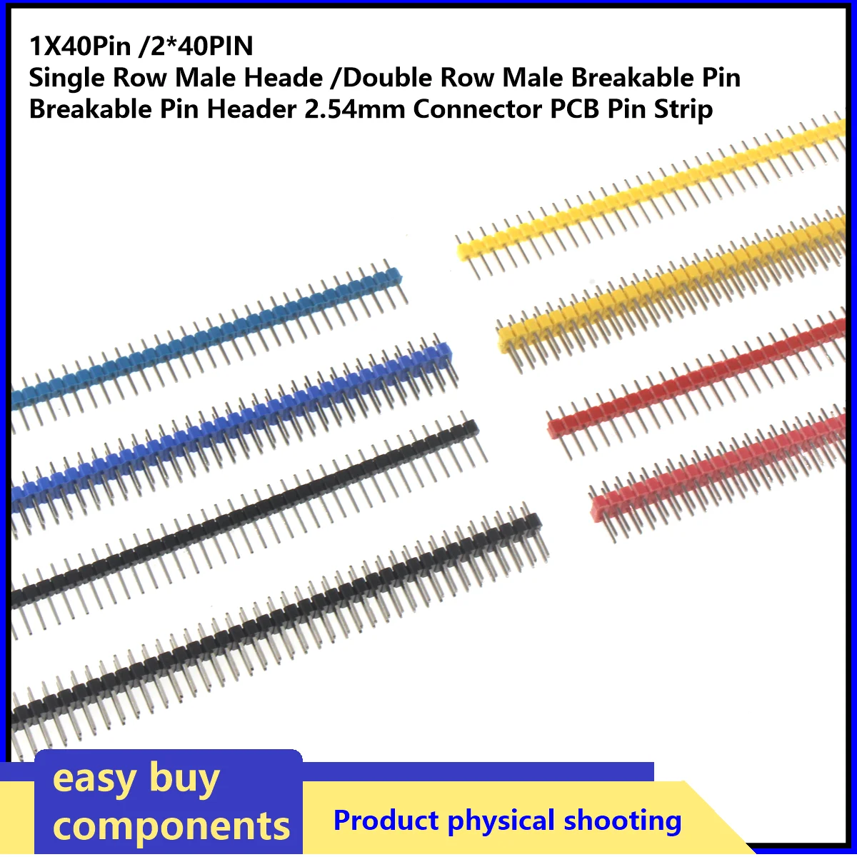 5/10PCS 1X40Pin /2*40PIN Single Row Male Heade/Double Row Male Breakable Pin Breakable Pin Header 2.54mm Connector PCB Pin Strip