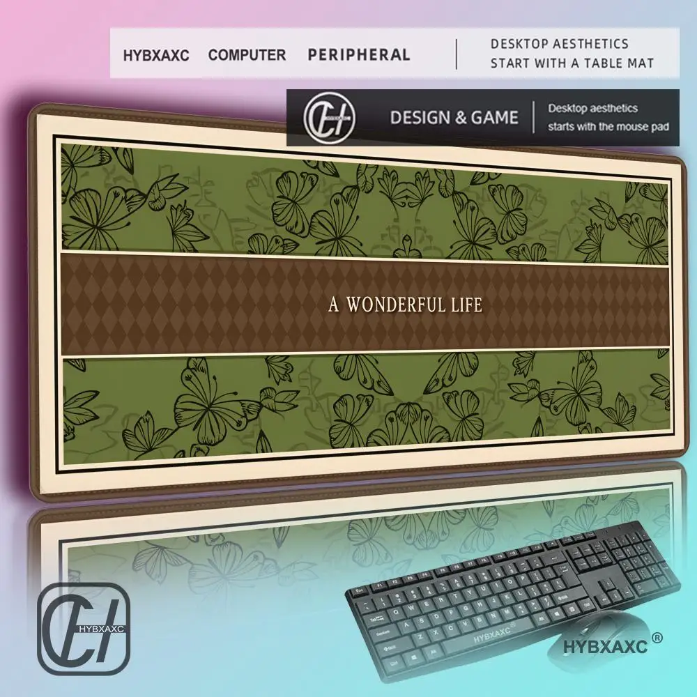 

HYBXAXC Green medieval mouse pad, oversized retro computer desk pad, keyboard pad, light luxury anti-scalding tablecloth