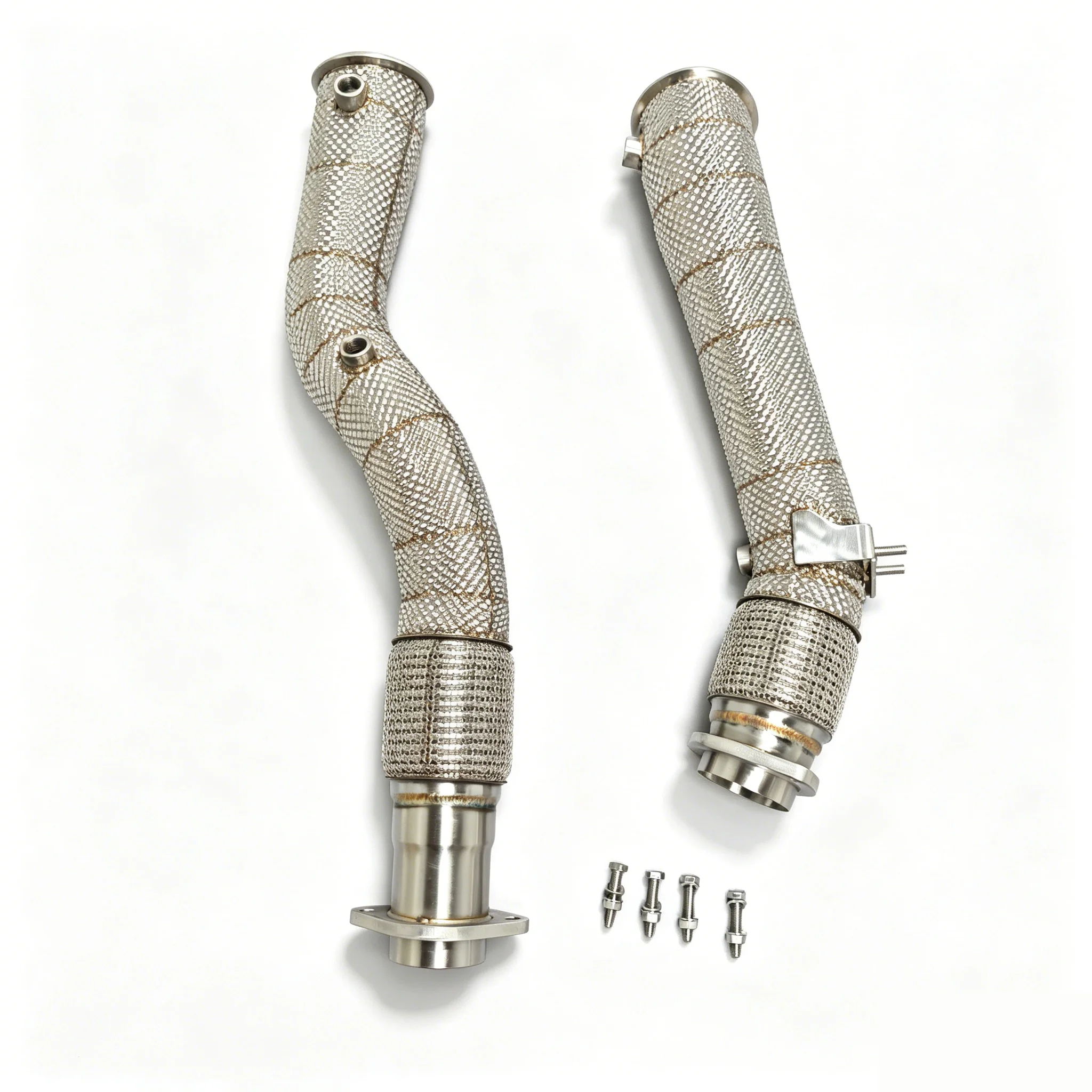 New Performance Straight Header Downpipe with Heat Shield Cover 304SS High Flow Exhaust for X3M/X4M F97/F98 S58 3.0T-JIAJUN