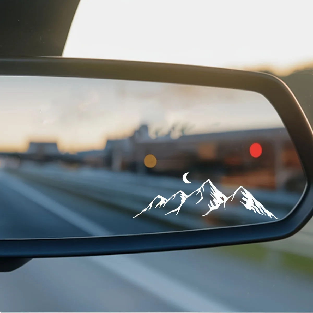 Mountains, Rivers and Bright Moons Personalized Car Stickers, Natural Scenery Car Window Decals, Car Rearview Mirror Decoration