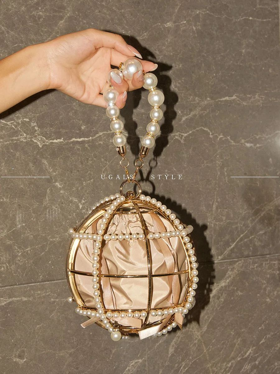 

Luxury Wedding Clutch Bag Ball Handmade Pearl Hollow Out Metal Cage Handbags Party Purse High Quality Evening Bag Diamond 2025