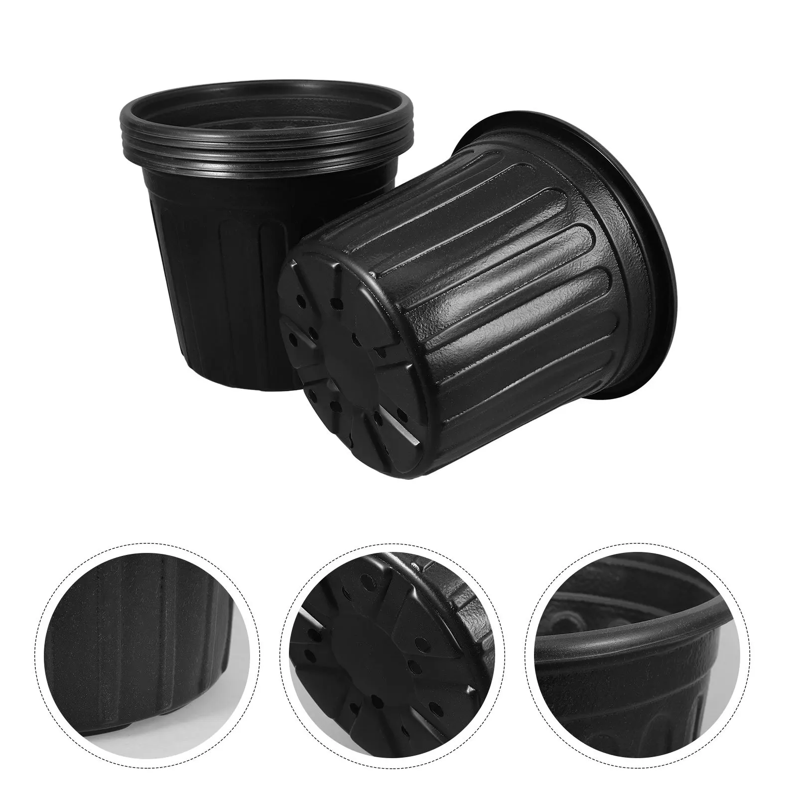 

6pcs Plastic Nursery Pots Black Durable Weather Resistant Thickened Flower Pot For Indoor Outdoor Gardening Planting Succulent