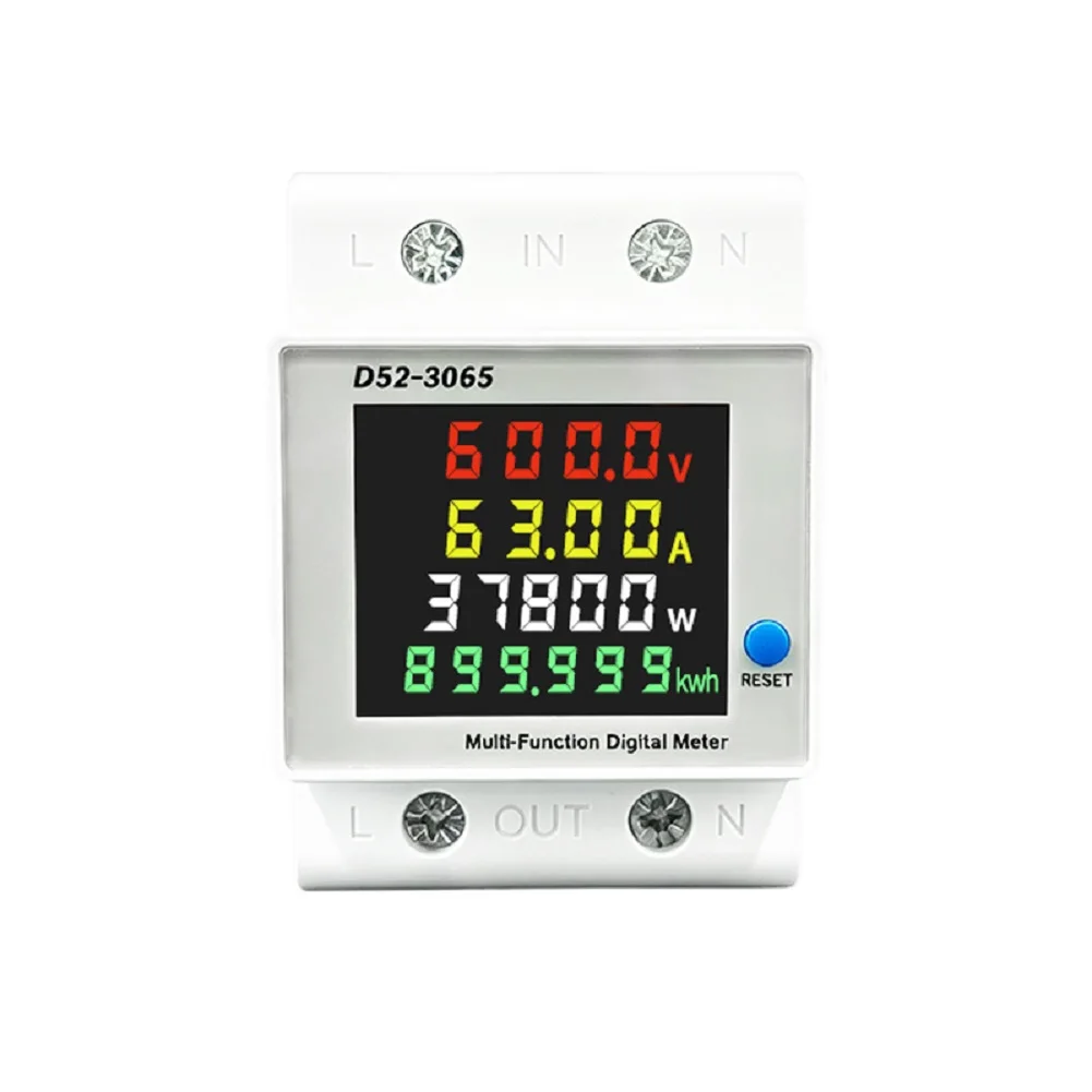 1pc Rail DC Multi-function Meter LCD Digital Voltage Current Energy Power Meter For RVs Solar Photovoltaic Systems